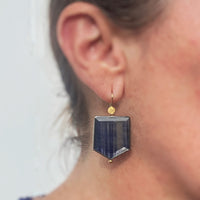 Blue Sheen Sapphire Earrings